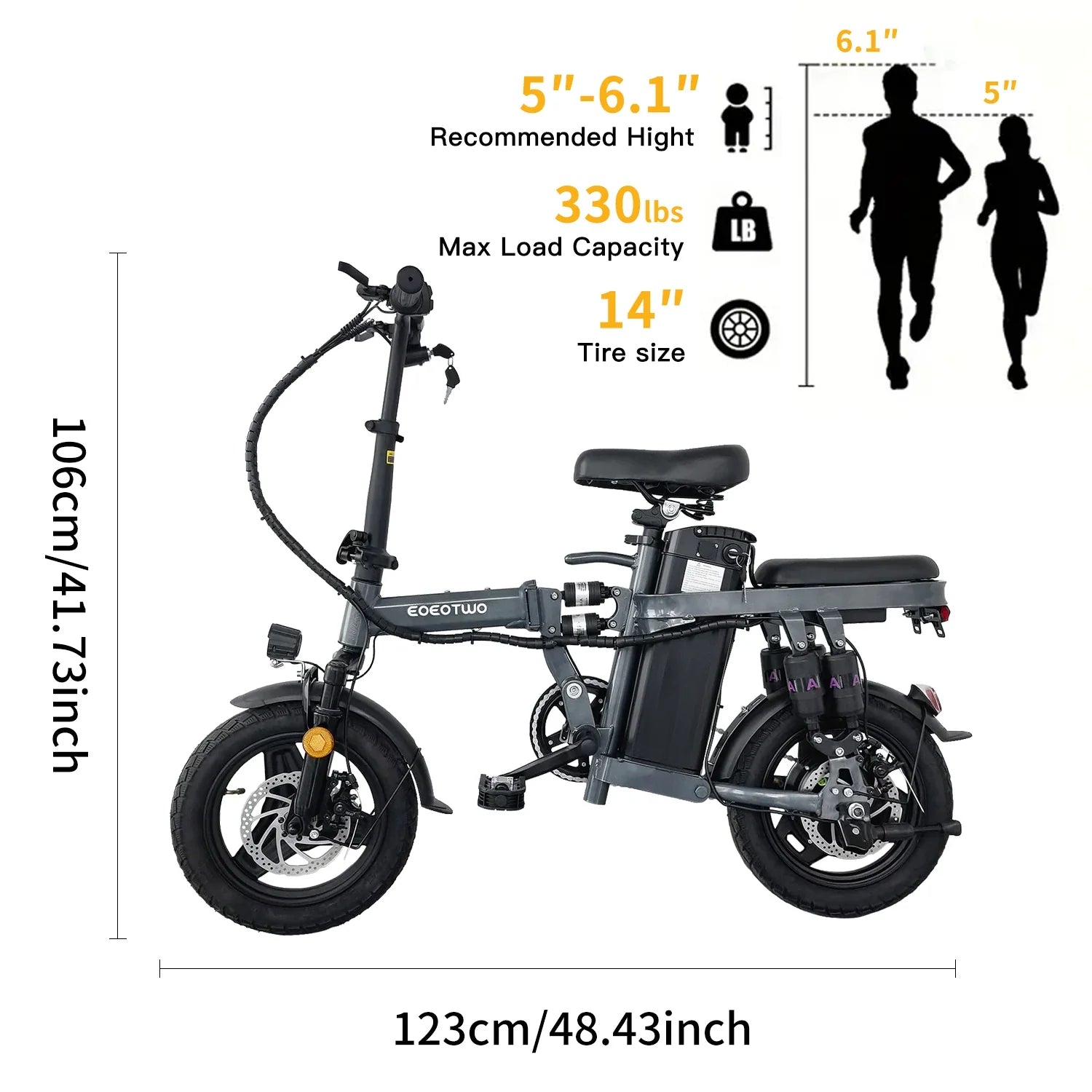 25MPH Folding Ebike - Lithium Battery, 14-Inch Wheels