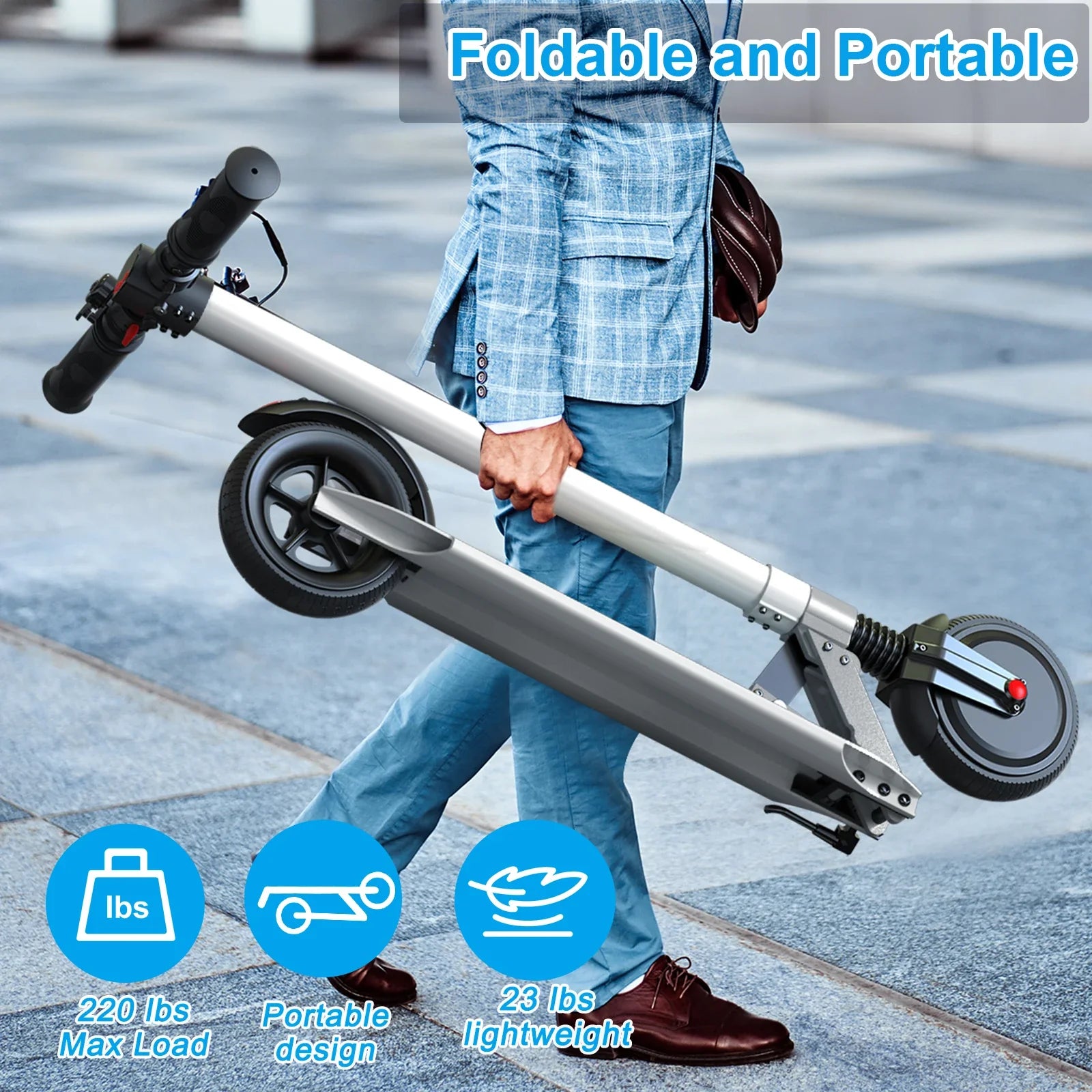 Caroma Foldable Electric Scooter for Adults – 20 MPH, 15.5 Mile Range