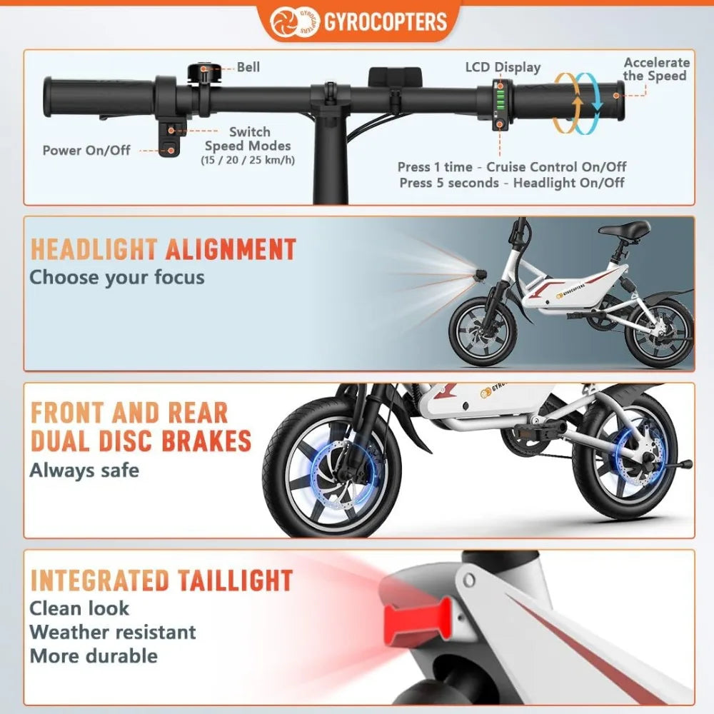 DUTRIEUX Folding Electric Bike - 350W Motor, Compact Design