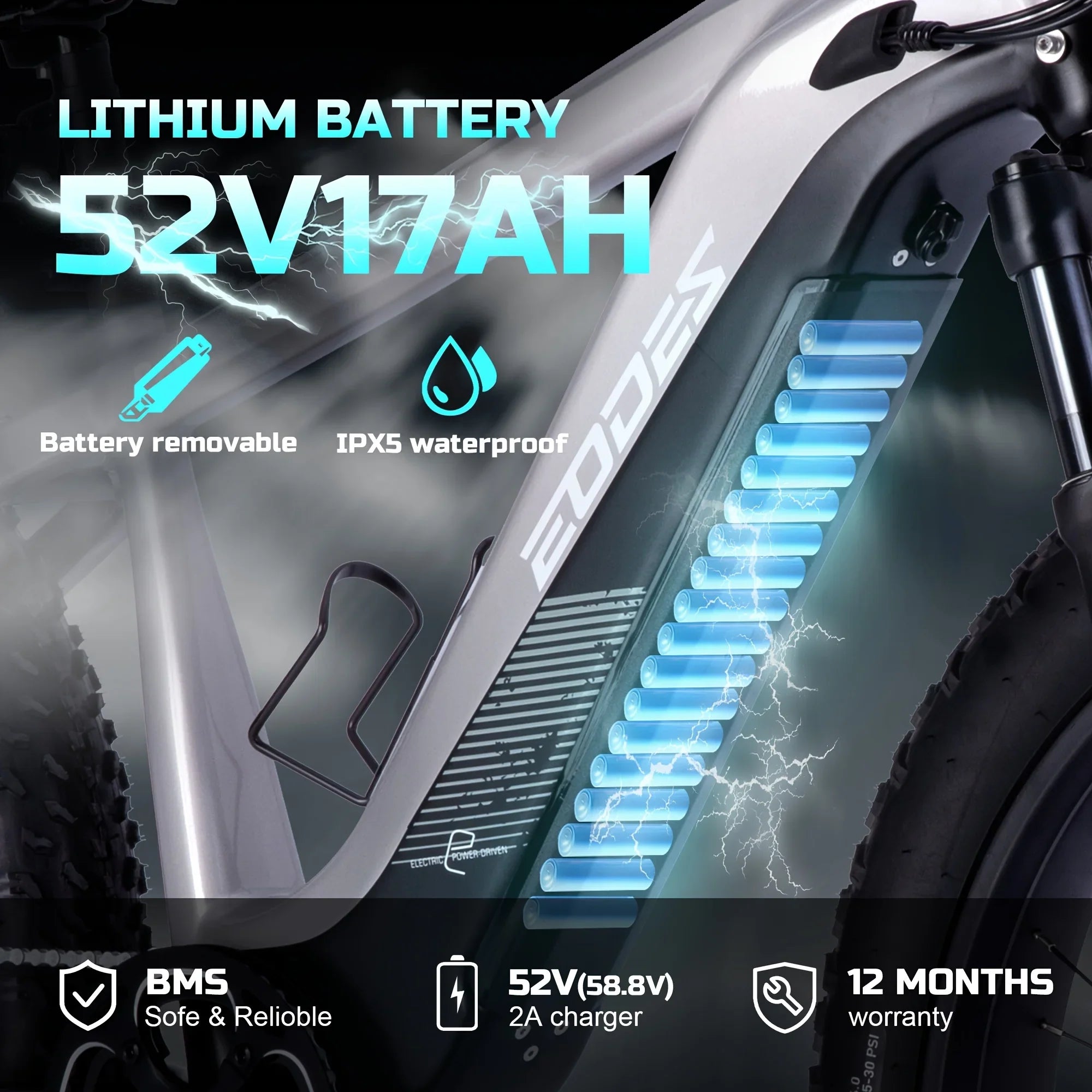 52V 750W Adult eBike - 17AH Battery, Top Speed 32km/h