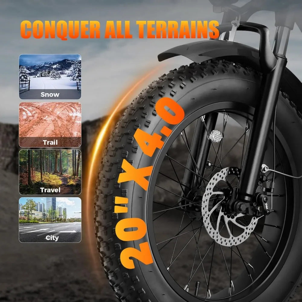 1200W Peak Electric Bike - Powerful 20-Inch Motor