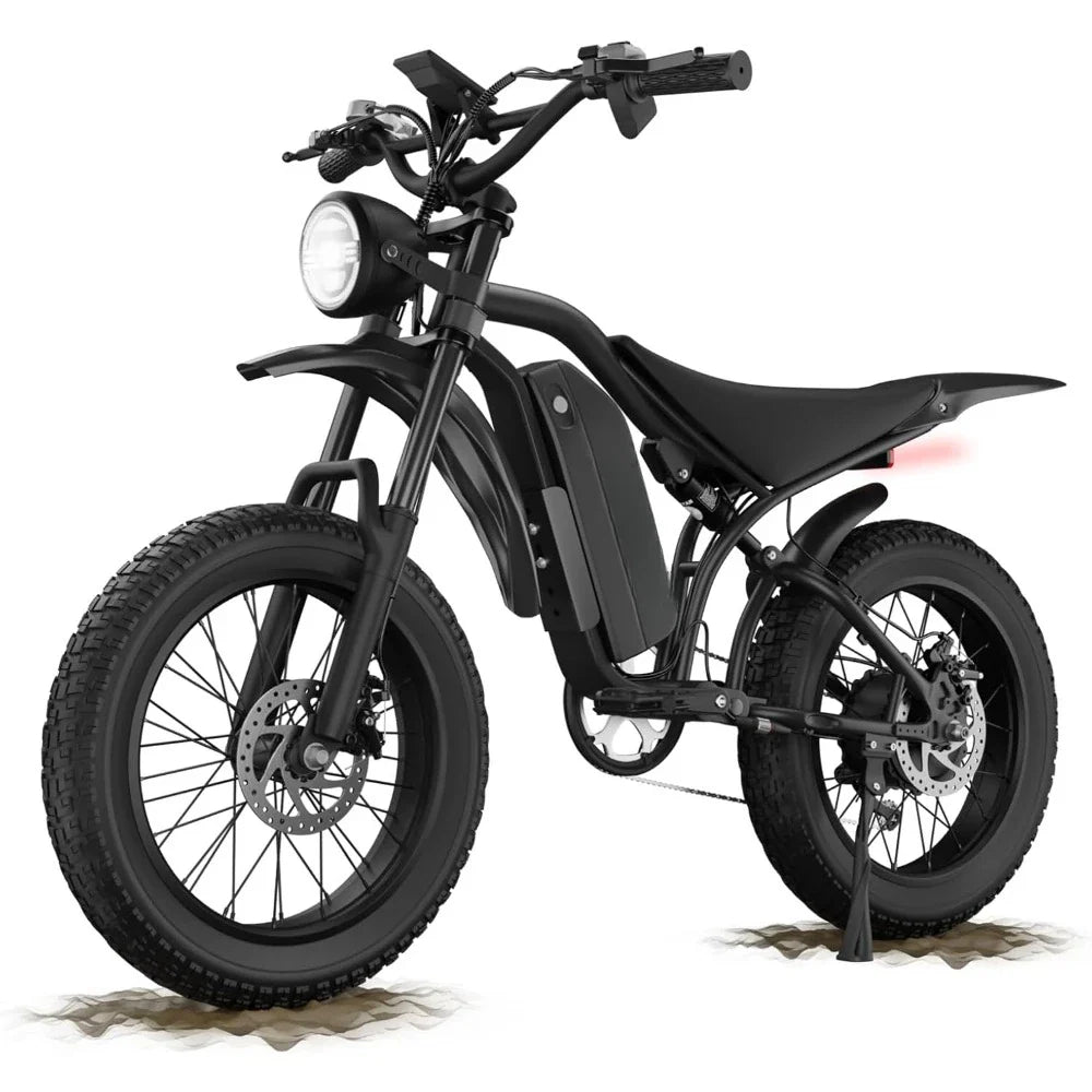 Fat Tire Electric Bike - 1200W, Dual Suspension, 7 Speeds